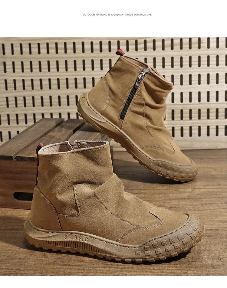Outdoor Men's High-Top Work Boots Casual Shoes Comfortable Sport Workwear Waterproof Anti-slip Long-lasting No Fatigue Footwear