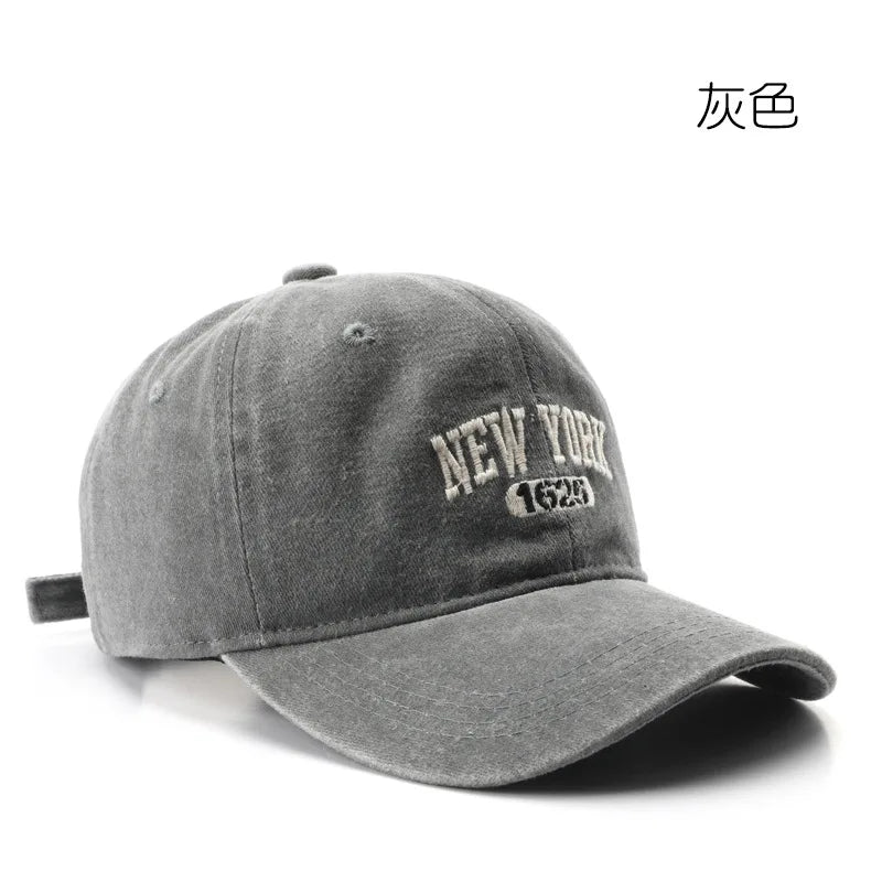 Retro NEW YORK Embroidery Snapback Hat for Men Women Vintage Washed Baseball Caps Spring Autumn Leisure Adjustable Soft Top Hats