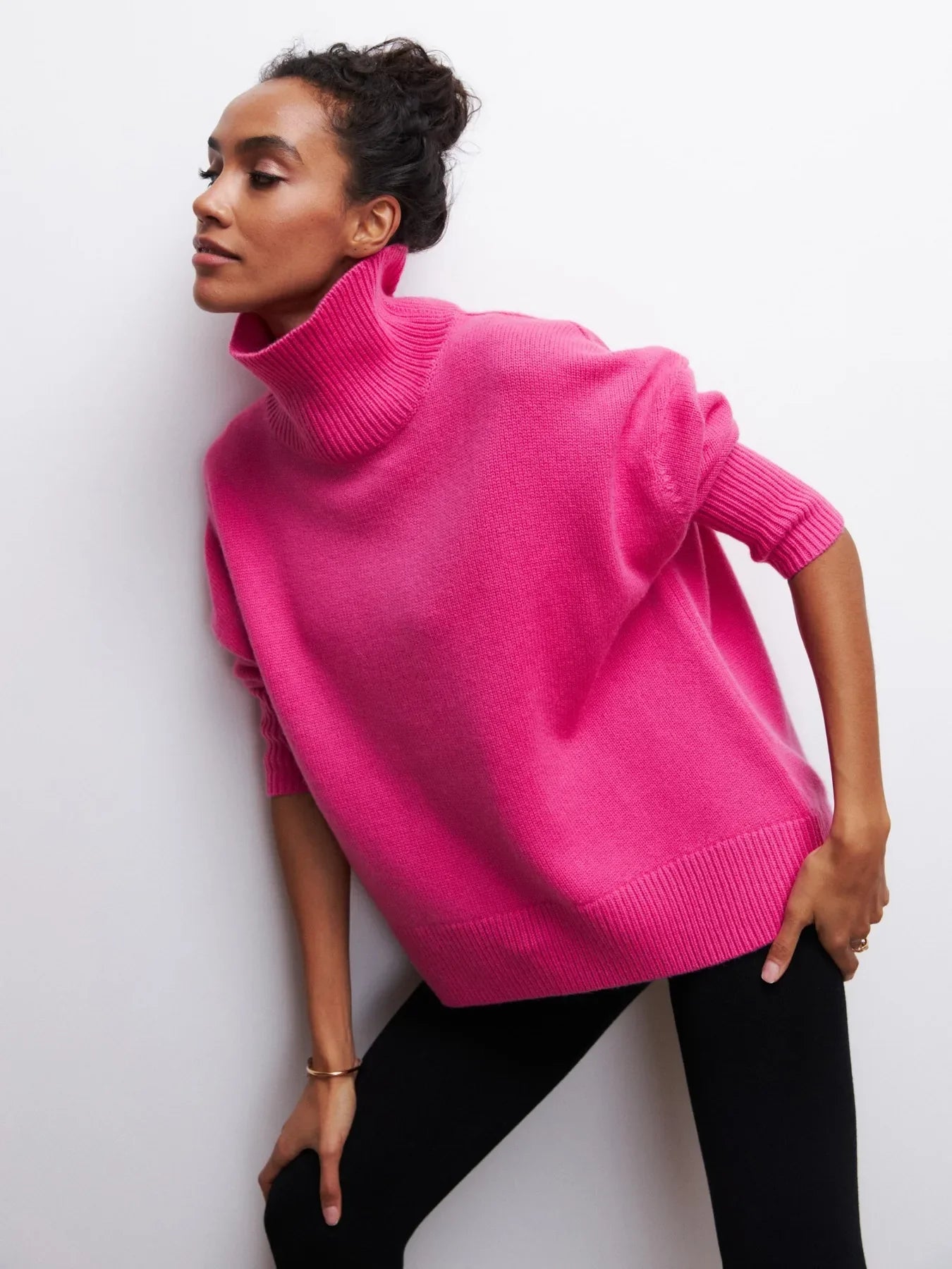 Original Light Luxury O-neck Knit Sweater Autumn and Winter Women's Elegant Loose Mock Neck Solid Color Warm Outerwear Sweater