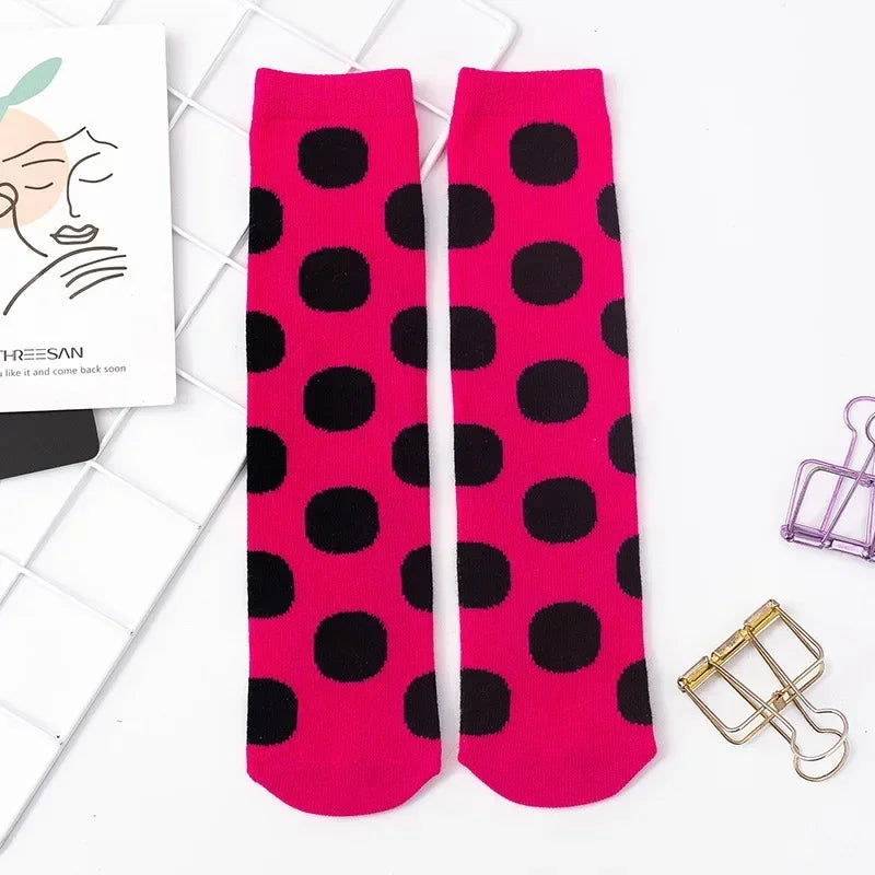 Girl Long Knee Socks New 1-12 Y Child Socks Autumn Winter Color Matching Dot Children's Pile Student Kids Boys Girls Tube Sock