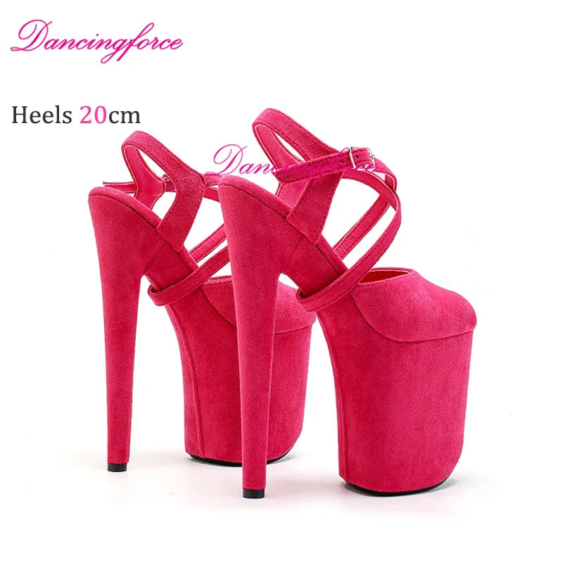 New Cross Straps 20cm 8inches Suede Upper Fashion Sexy Exotic High Heel Platform Party Women Sandals Pole Dance Shoes