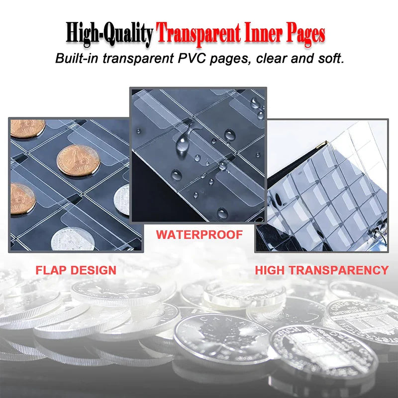120/360 Pockets Coin Collection Book 10/20 Pages Coin Collection Holder Album Commemorative Coin Organizer Storage