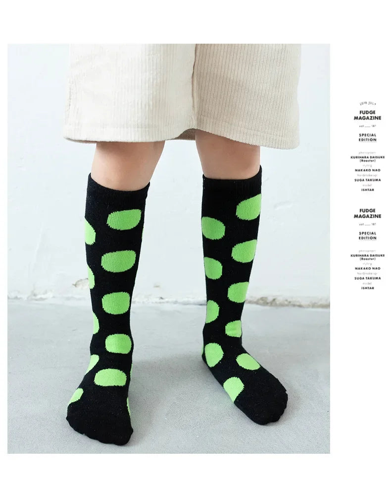 Girl Long Knee Socks New 1-12 Y Child Socks Autumn Winter Color Matching Dot Children's Pile Student Kids Boys Girls Tube Sock