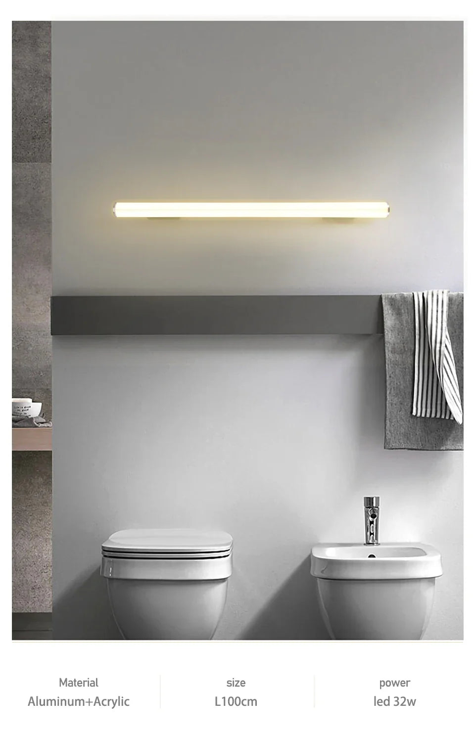 Wall Lamps Bathroom Led Mirror Light Waterproof 12W 16W 22W AC85-265V LED Tube Modern Wall Lamp Bathroom Lighting