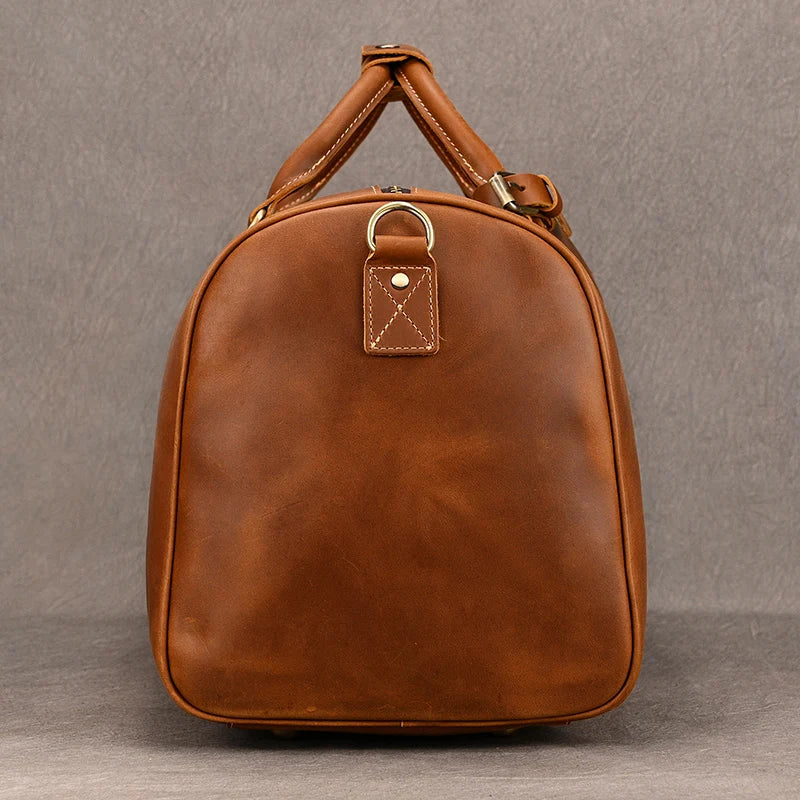 Big Capacity Genuine Leather Travel Bag For Men Women Soft Black Cowhide Casual Travel Duffel Large Luggage Weekend Shoulder Bag