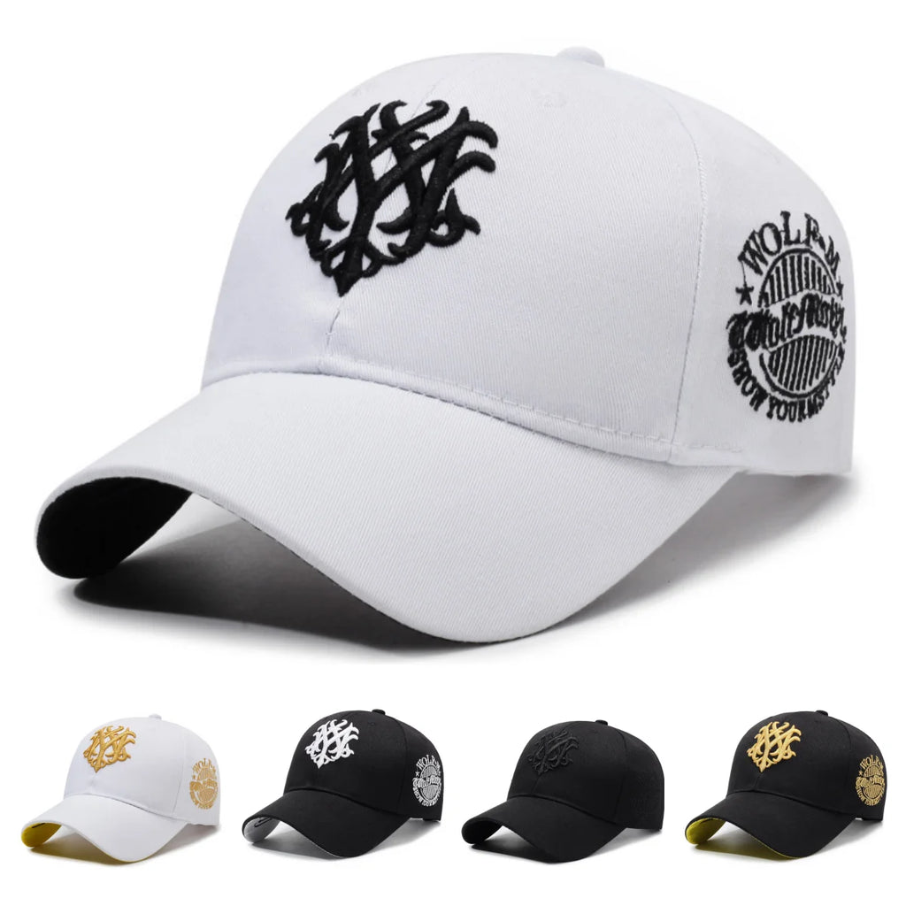 Vintage Gothic Embroidered "NY" Baseball Cap – Adjustable Cotton Snapback Hat for Men Women, Casual Outdoor Sun Hat