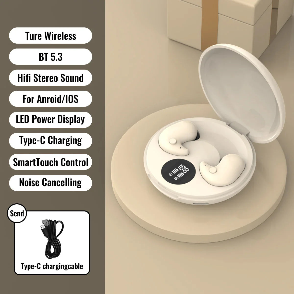 Sleep Invisible Earphone Mini Hidden Headphones In Ear IPX5 Waterproof Wireless Bluetooth Earbuds with Mic HIFI Music Headset