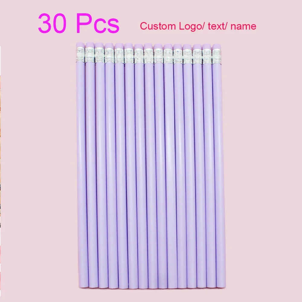 Custom Wood Pencils Personalized Name Pencils with Erasers-Imprinted Logo or Message Pen for Baby Shower Wedding School Office