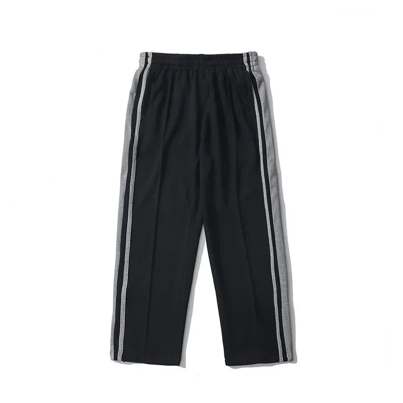 Korean Clothes Joggers Basketball Pants Punk Mens Clothing Loose Stripe Drop Straight Trend Casual Trousers Stacked Sweatpants