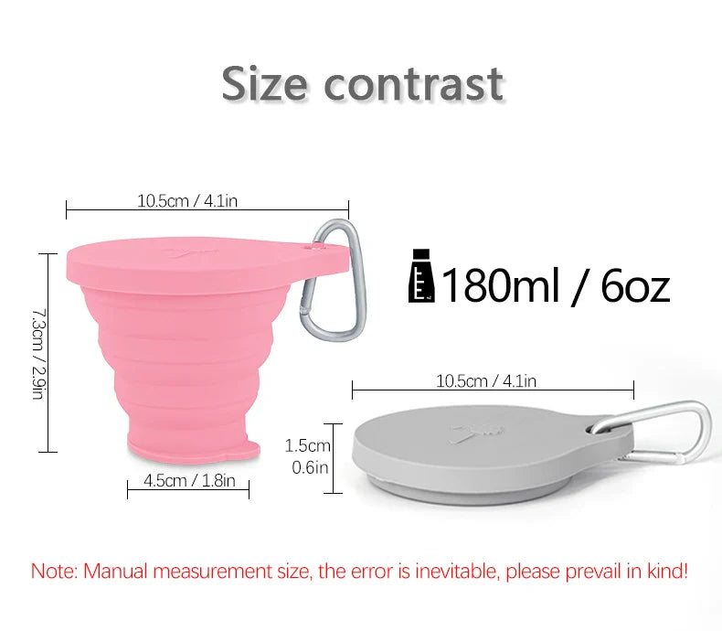 ME. FAM New 180ml Eco-friendly Silicone Bear Folding Cups With Cover Lids Travel Outdoor Camping Collapsible Drinking Water Copa