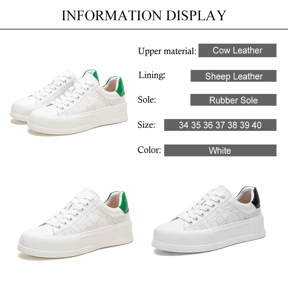 CHCH Women's Sports Shoes New Casual And Comfortable White Shoes Thick-Soled Genuine Leather Wear-Resistant Sports Shoes