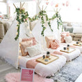 White Lace Teepee Tent for Kids Large Fairy Play House Indoor Wigwam Children Castle Wedding Party Photography Props Boho Decor