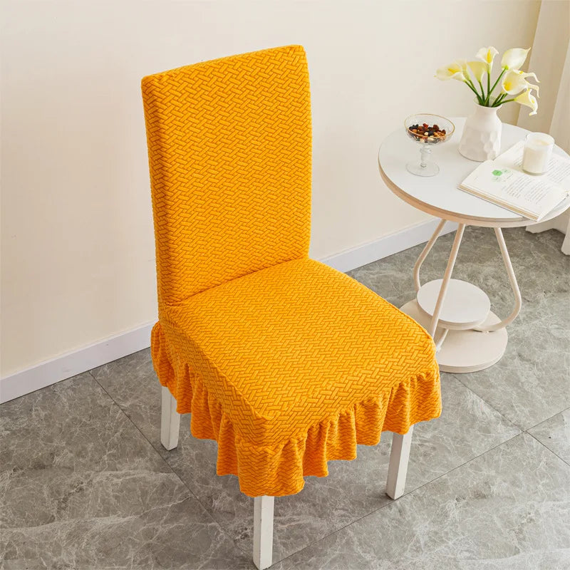 Skirt Dining Chair Cover Jacquard Elastic Soft Seat Cover Anti-dirty Stool Slipcover Suitable for Kit Pet Room Living Home Decor