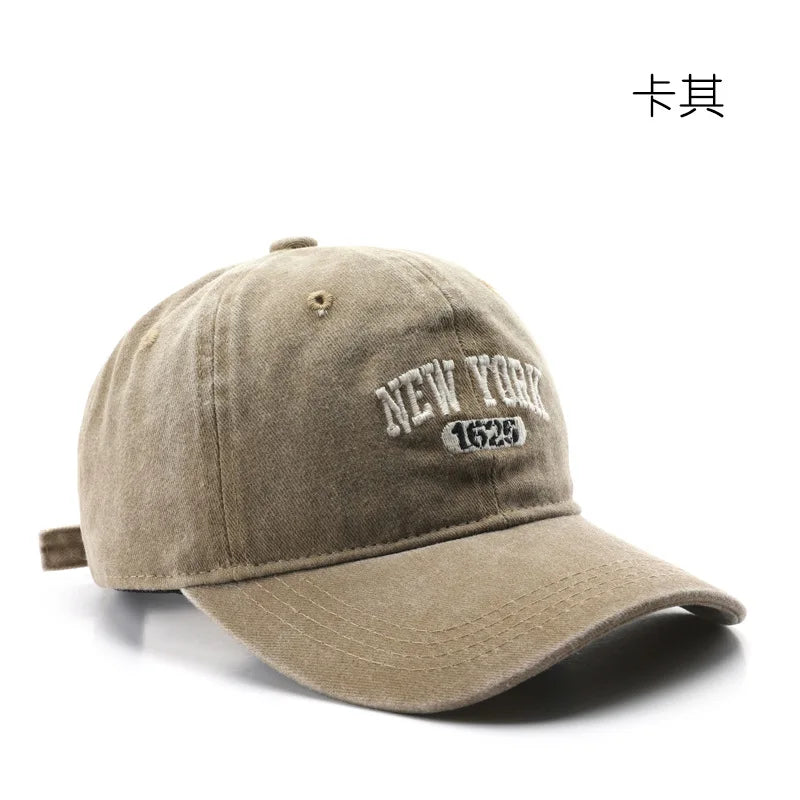 Retro NEW YORK Embroidery Snapback Hat for Men Women Vintage Washed Baseball Caps Spring Autumn Leisure Adjustable Soft Top Hats