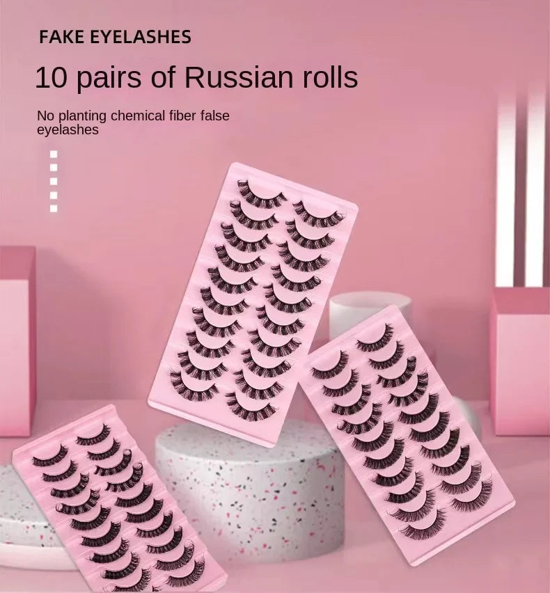 NEW 10Pairs 3D Mink Lashes russian strip lash Dramatic False Eyelashes Faux Cils Makeup Wholesale Fake Eyelash Extension