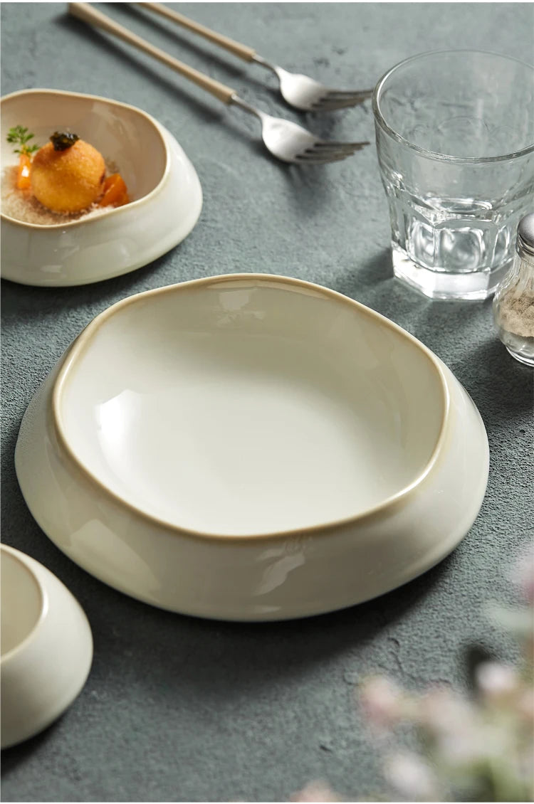 Ceramic Dinner Plate Family Steak Plate Pasta Plates Dessert Dish Cake Dish Dim Sum Bowl Cake Bowl Salad Bowls Kitchen Supplies