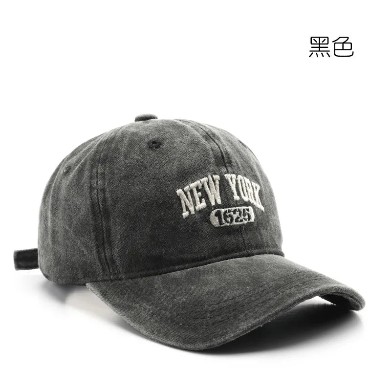 Retro NEW YORK Embroidery Snapback Hat for Men Women Vintage Washed Baseball Caps Spring Autumn Leisure Adjustable Soft Top Hats
