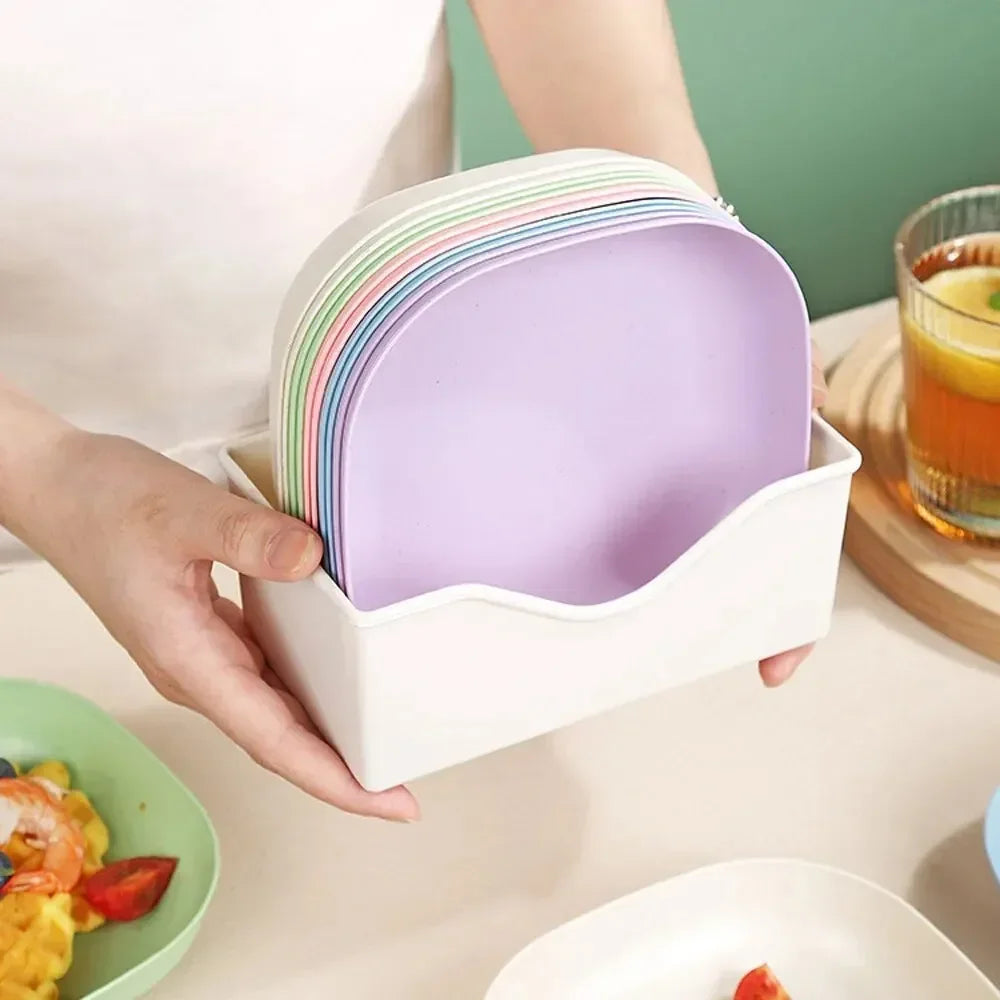 10pcs Multi-function Spit Bone Dish Food Grade Plastic  Round Square Set Dining Table Garbage Plate  Household Snack Fruit Plate