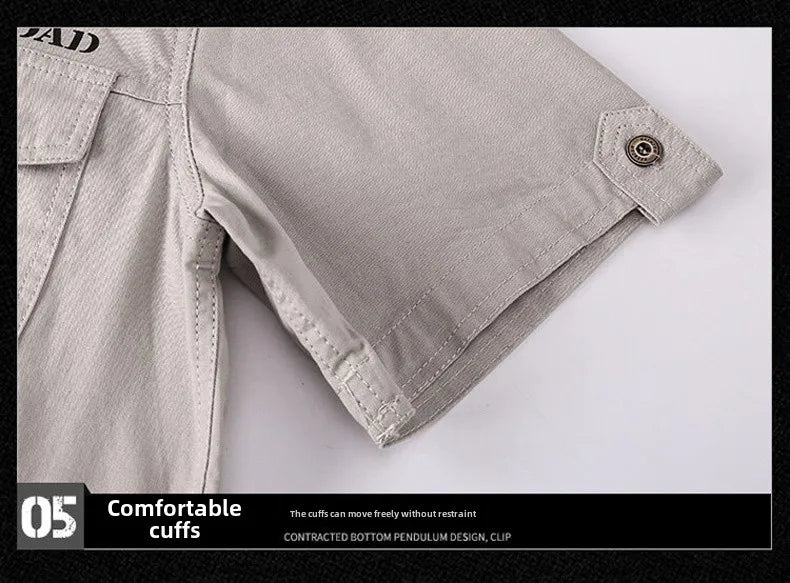 2025 New Shirts Men's Summer Casual 100 Cotton Multi-Pocket Short Sleeve Coat Outdoor Cycling Work Camping Single-breasted Shirt