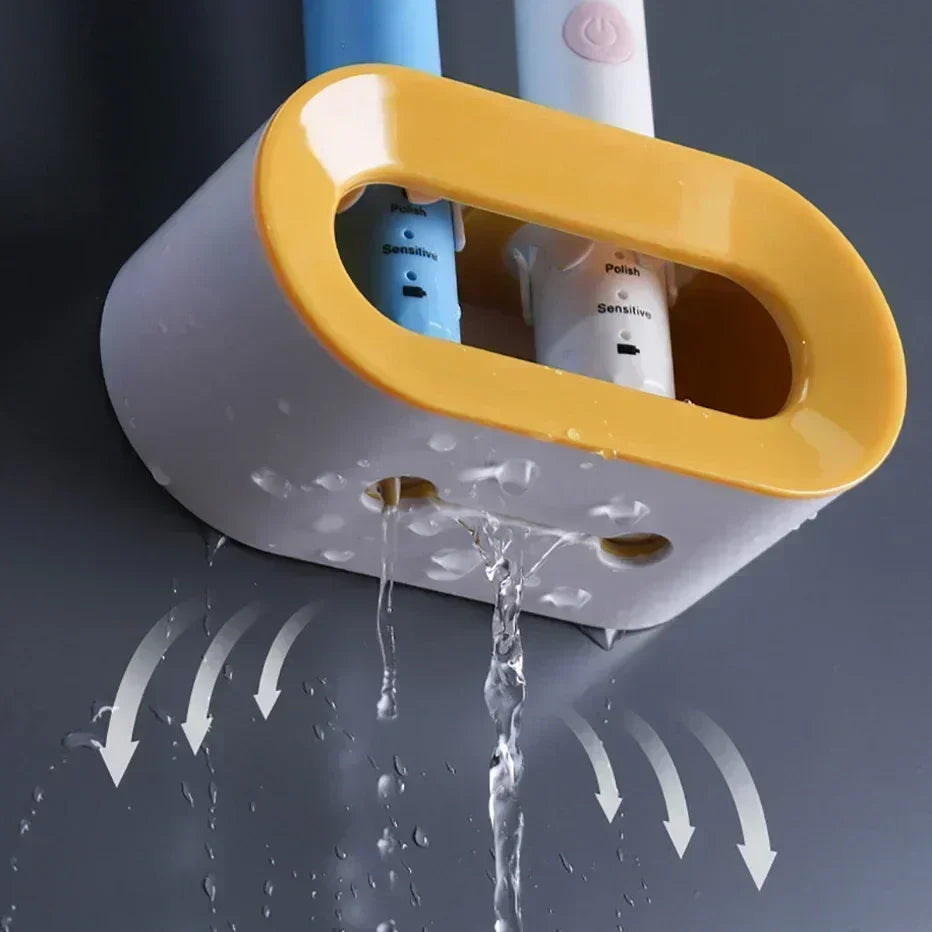 Bathroom Toothbrush Holder Wall Mount Bathroom Organizer Double Single Hole Self Adhesive Tooth Brush  Accessories Space Saving