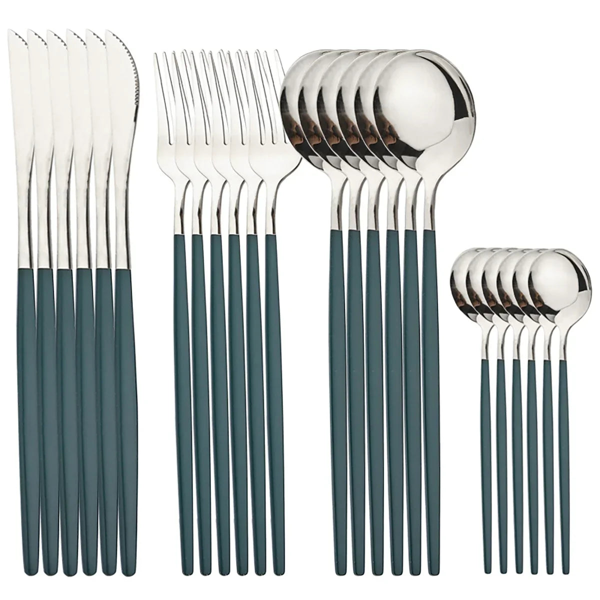 24Pcs Gold Tableware Sets Stainless Steel Cutlery Knife Tea Fork Coffee Spoon Flatware Dishwasher Safe Dinner Kitchen Dinnerware
