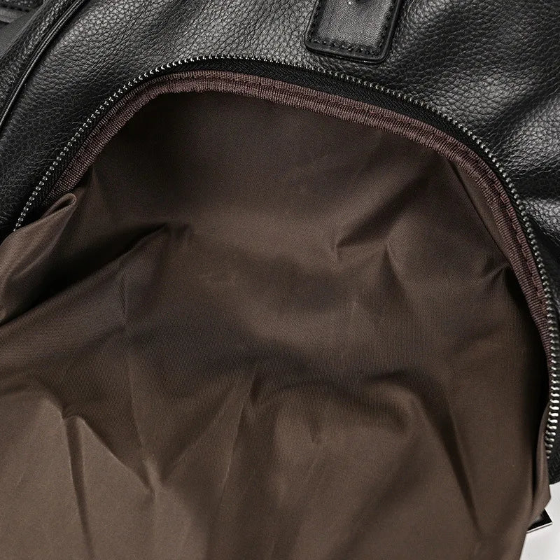 Big Capacity Genuine Leather Travel Bag For Men Women Soft Black Cowhide Casual Travel Duffel Large Luggage Weekend Shoulder Bag