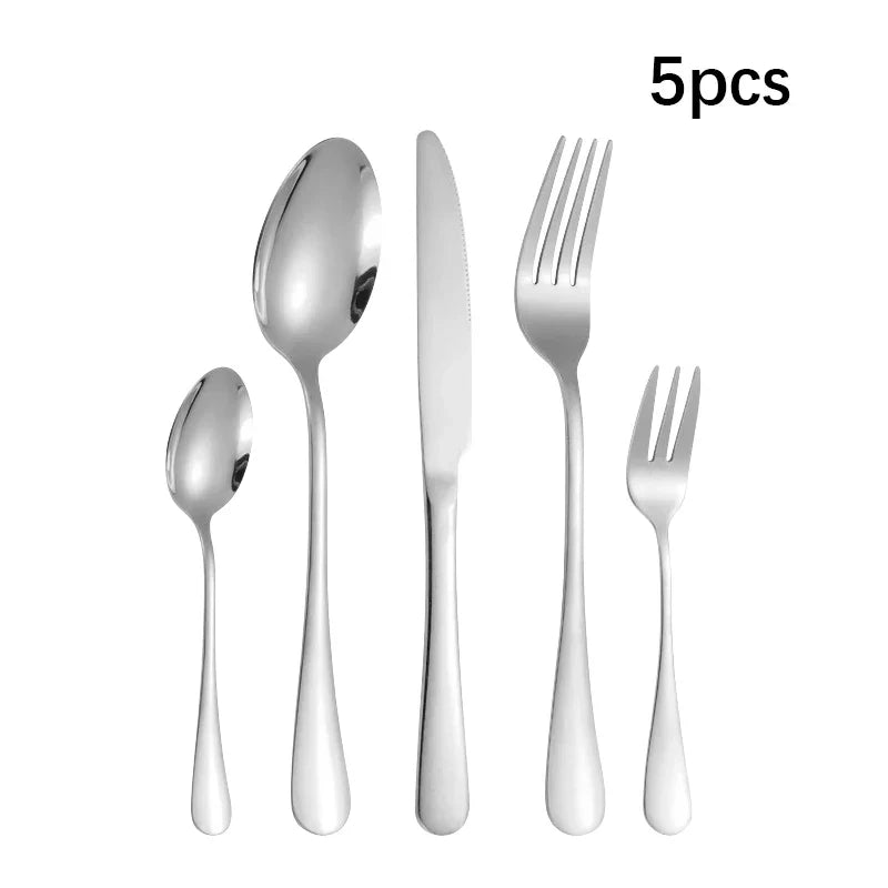 6/30pcs Silver stainless steel steak knife, fork and spoon dessert fork and spoon tableware set suitable for tableware hotel