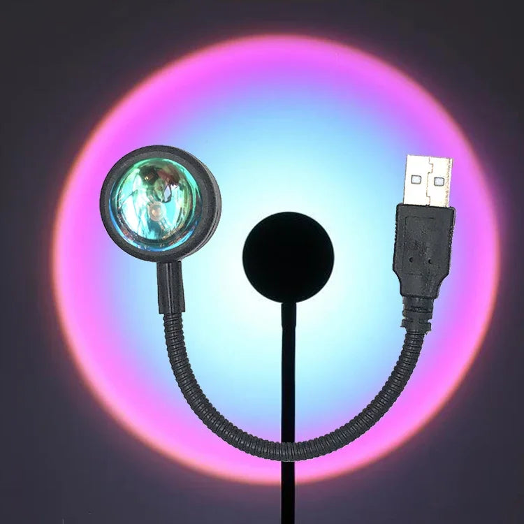 Drop Shipping USB Sunset Lamp LED Without Choice Mark Rainbow Neon Night Light Projector Photography Wall Atmosphere Lighting