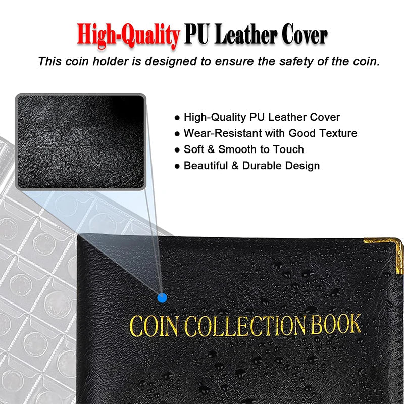 120/360 Pockets Coin Collection Book 10/20 Pages Coin Collection Holder Album Commemorative Coin Organizer Storage