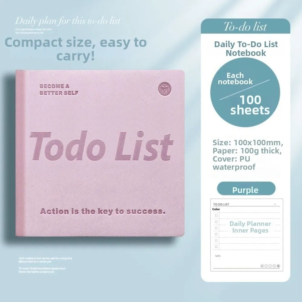 PU leather cover Schedule Plan Book 100 Sheets Double-Sided Writing Daily Planner Multiple color options Compact Design