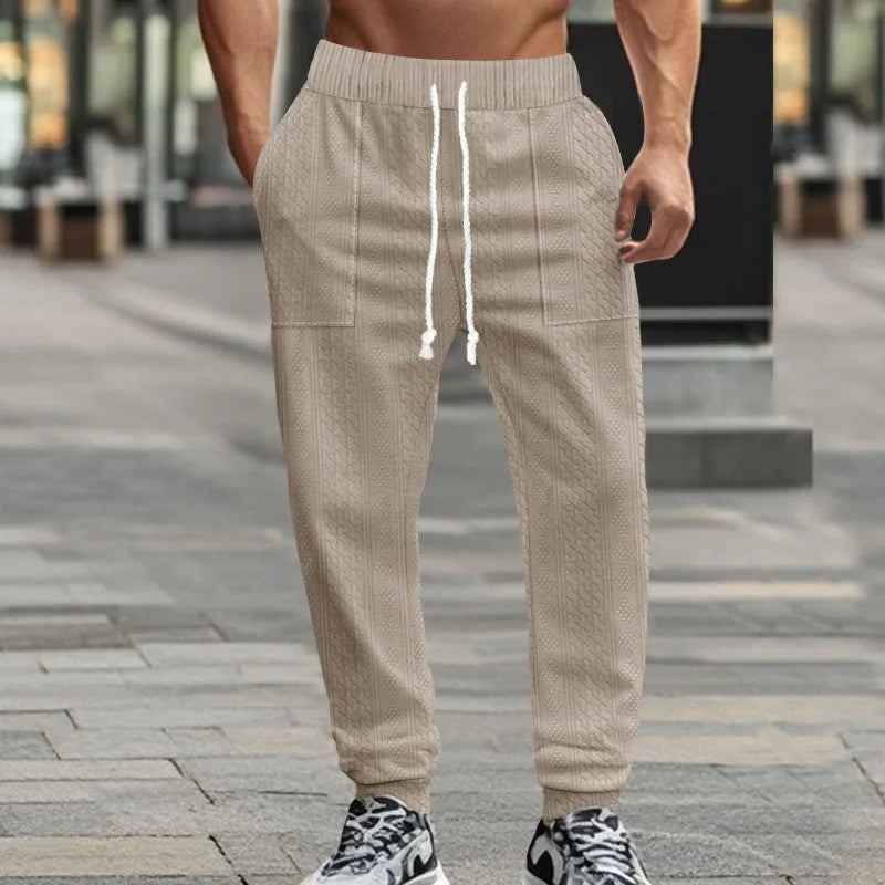 Men's Solid Color Sweatpants American Style Casual Pants Autumn Winter Home Wear Elastic Belt Soft and Comfortable Jogging Pants