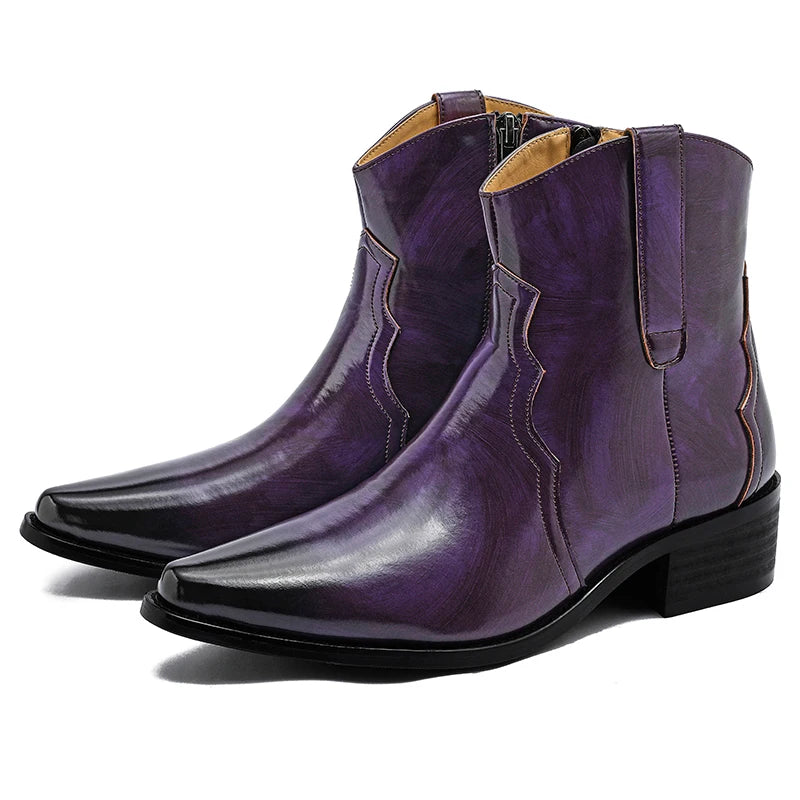 Men High Top Boots Solid Color Comfortable Breathable Fashionable Lightweight High Heeled Business Short Boots