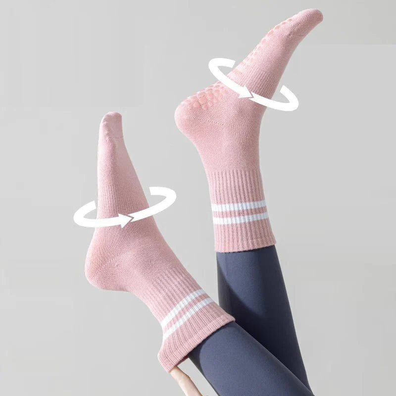 5 Pairs Pilates Socks for Women Yoga Socks Pure Cotton Non Slip Silicone Grips Indoor Sport Fitness Pilates Yoga Gym Dance Socks