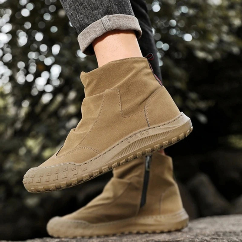 Outdoor Men's High-Top Work Boots Casual Shoes Comfortable Sport Workwear Waterproof Anti-slip Long-lasting No Fatigue Footwear