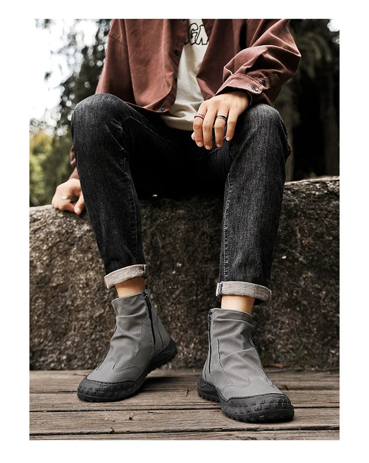 Outdoor Men's High-Top Work Boots Casual Shoes Comfortable Sport Workwear Waterproof Anti-slip Long-lasting No Fatigue Footwear