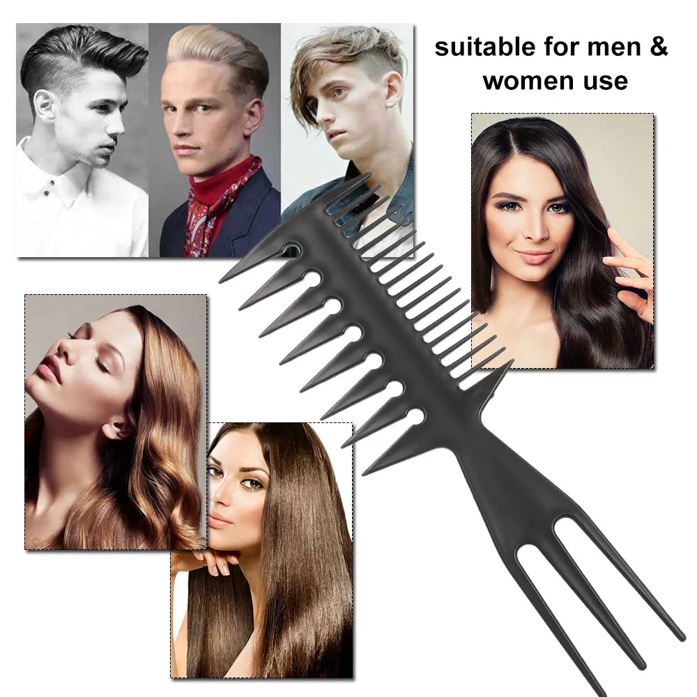 3-In-1 Plastic Combs Thin Wide Tooth Detangling Hair Comb for Women Anti-static Comb for curly hair Hairdressing Styling for Men