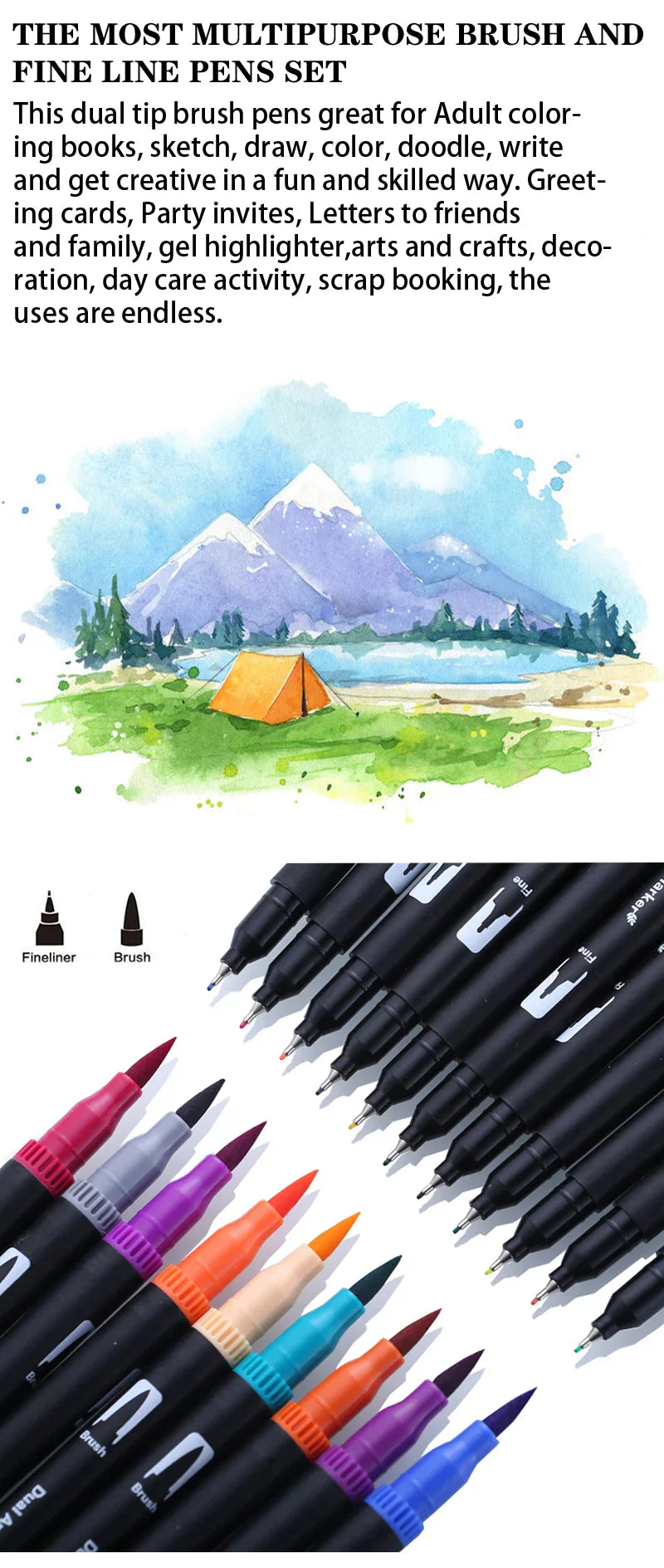 12/24/36 120 Colors Double Ends Manga Art Brush Pen Set Pencil Watercolor Art Markers Fineliner Calligraphy Pens Art Supplies