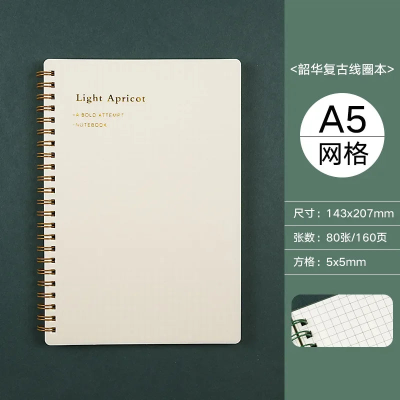 A5/B5/A6 Classical PP Coil Line Grid Spiral Notebook Journals Morandi Basic Diary Weekly Planner Book School Stationery
