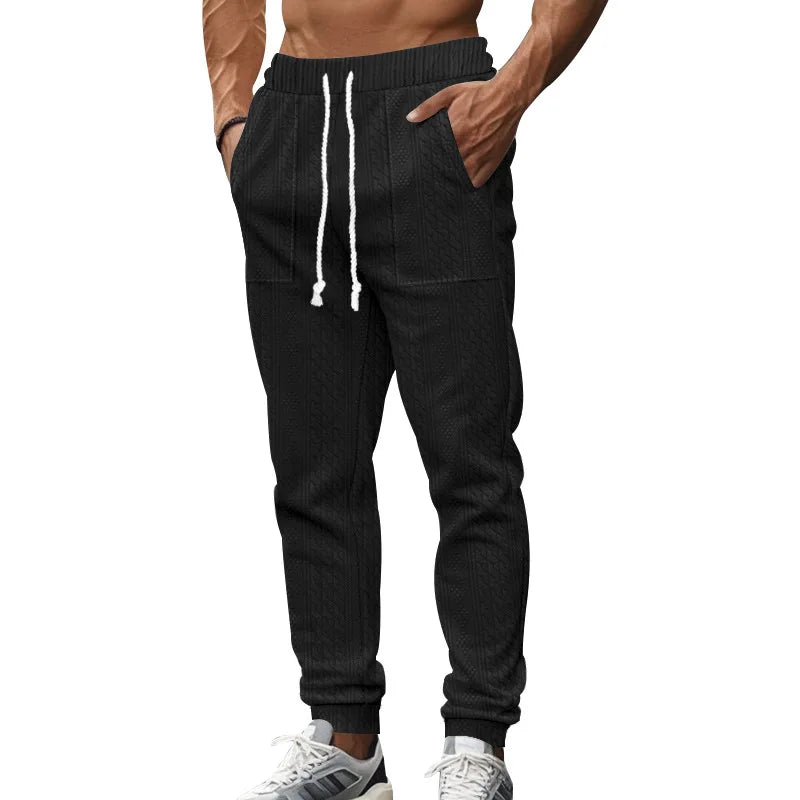 Men's Solid Color Sweatpants American Style Casual Pants Autumn Winter Home Wear Elastic Belt Soft and Comfortable Jogging Pants