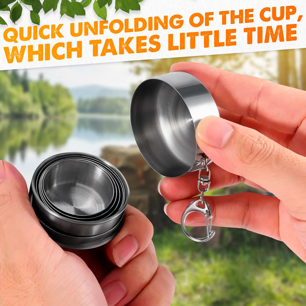 NEW 250ml Stainless Steel Retractable Cup Outdoor Travel Toiletry Cup Portable Creative Compression Cup Mini Handy Cup Folding Cup