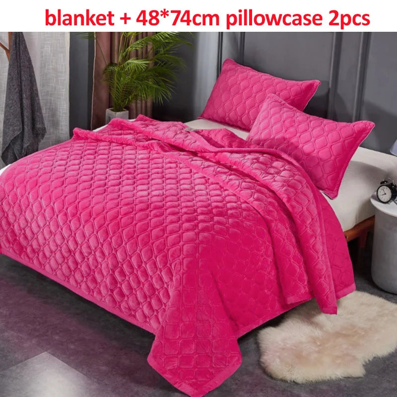 Winter Warm Blankets Quilt Plaid Bed Cover Quilted Bedspread Velvet Bedspread Cover For Beds