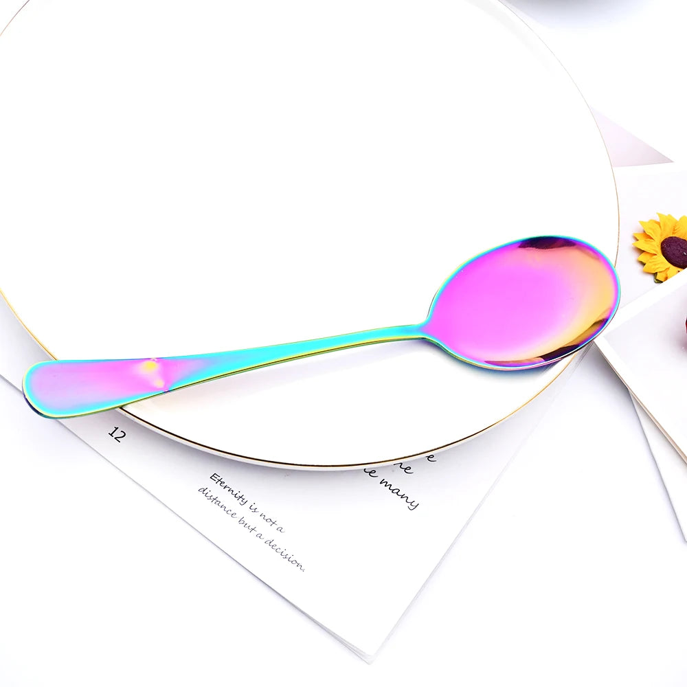 Drmfiy 5/7Pcs Black Cutlery Serving Utensils Dinnerware Set Buffet Catering Flatware Serving Colander Spoons Fork Silverware Set