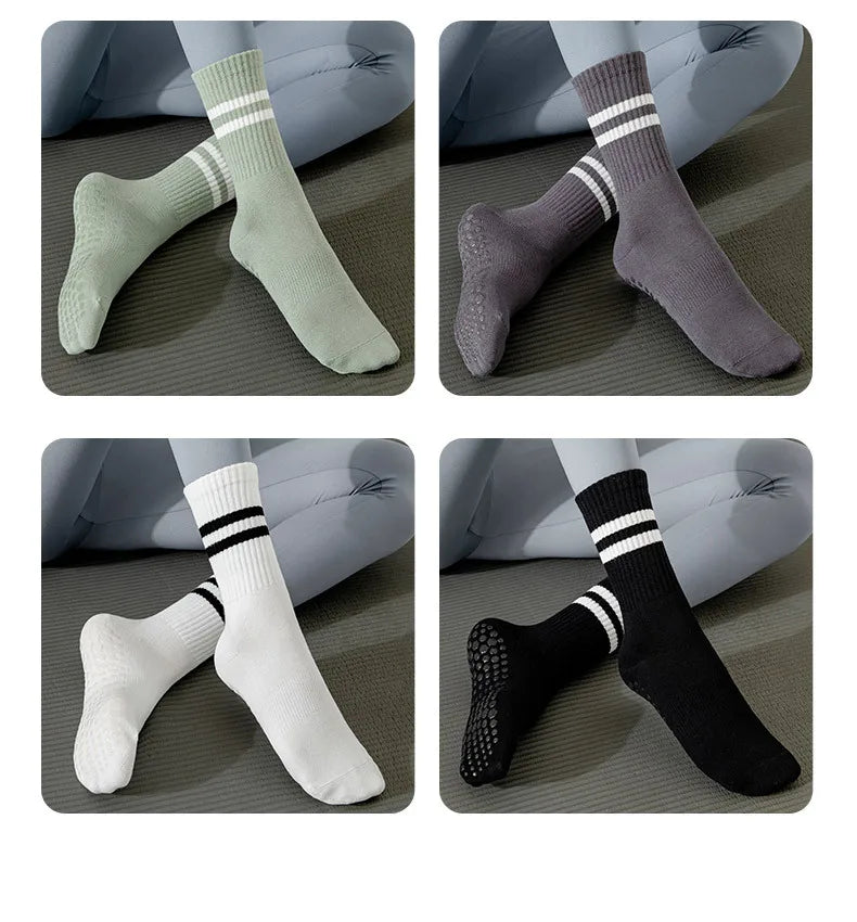 5 Pairs Pilates Socks for Women Yoga Socks Pure Cotton Non Slip Silicone Grips Indoor Sport Fitness Pilates Yoga Gym Dance Socks