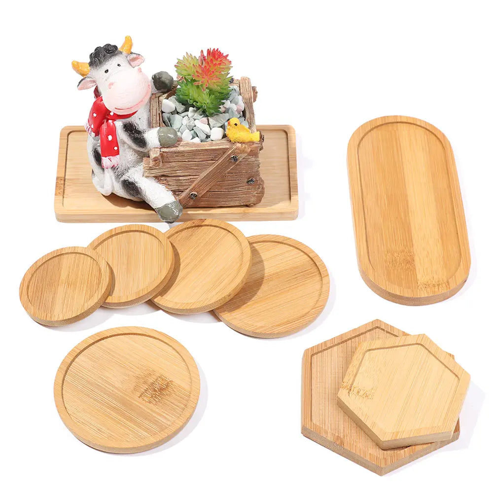 Wooden Bamboo Serving Plate Set Dish Tray Fruit Plate Storage Pallet Kitchen Organizer Dining Bar Supply Dinner Plate Set
