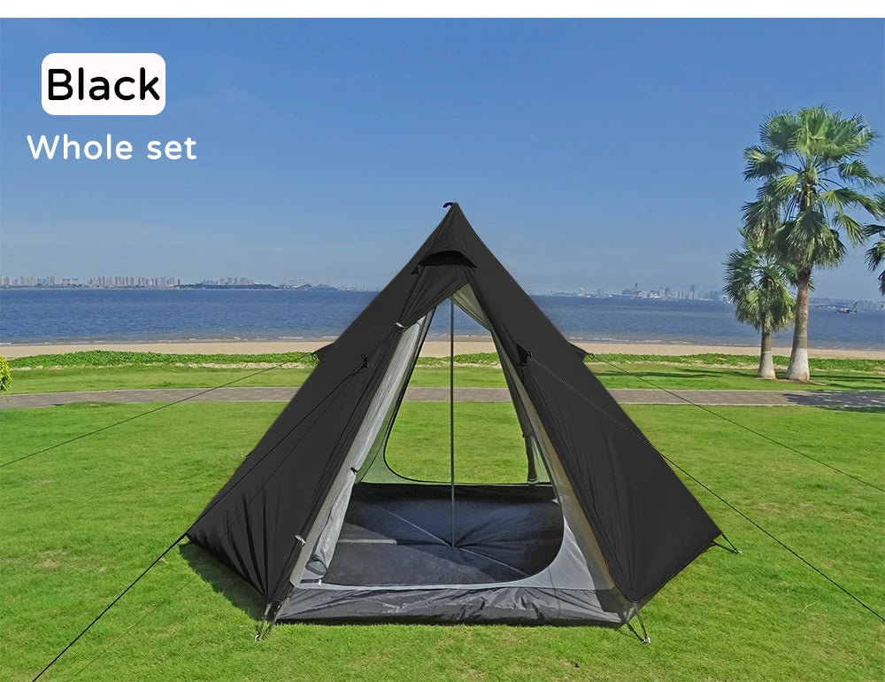 Indian Tent Outdoor Waterproof Tipi Tent 4 Person Yurt Family Mongolian Large Teepee Camping for Adults Pyramid Double Layer