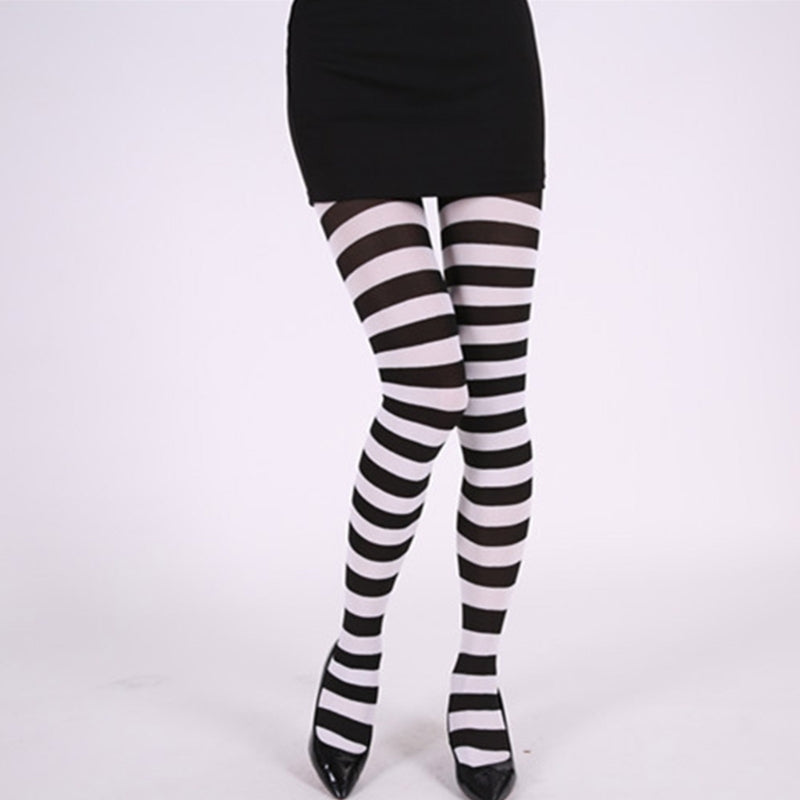 Q0KE Breathable Skinny Leggings Soft Striped Long Tights Casual High Waist Elastic Leggings Women Horizontal Striped Tights