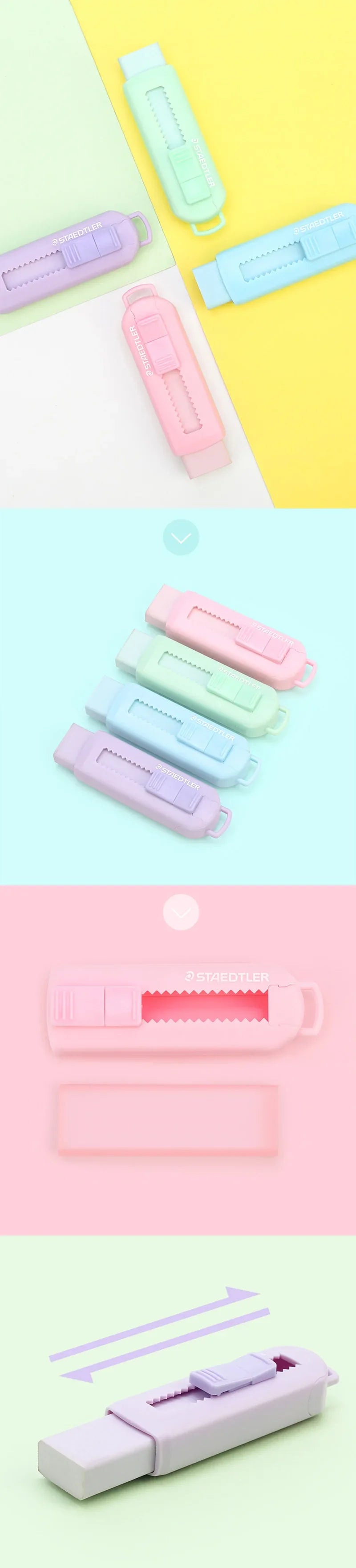 STAEDTLER Eraser 525 Telescopic Pushable Eraser Professional Drawing Design Safety and Environmental School Office Stationery