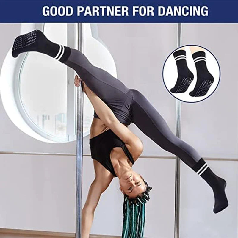 5 Pairs Pilates Socks for Women Yoga Socks Pure Cotton Non Slip Silicone Grips Indoor Sport Fitness Pilates Yoga Gym Dance Socks