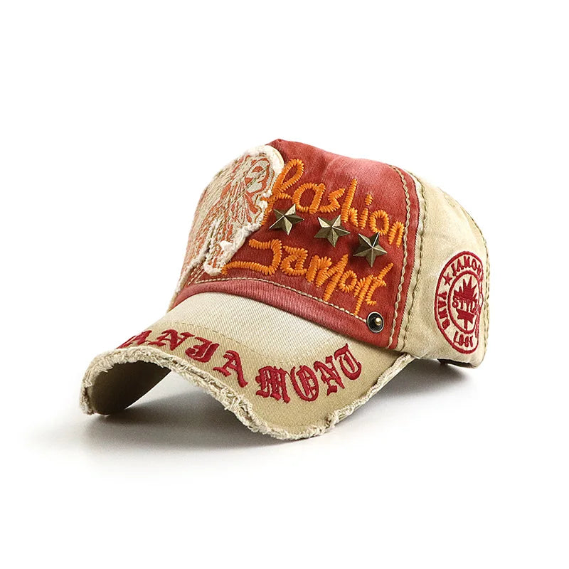 Vintage Washable Cowboy Baseball Cap Embroidery Snapback Hat for Men Women Worn Out Hip Hop Caps Adjustable Solid Cotton Sun Hat
