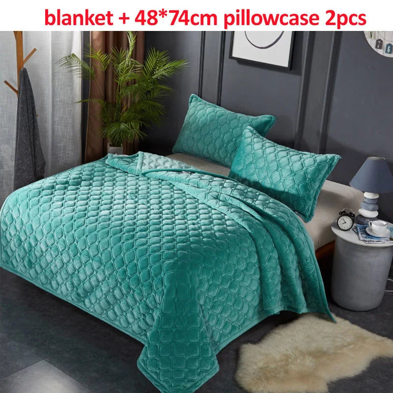 Winter Warm Blankets Quilt Plaid Bed Cover Quilted Bedspread Velvet Bedspread Cover For Beds